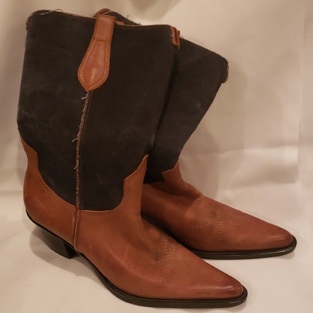 Franco Sarto Tan and Black Western Boots